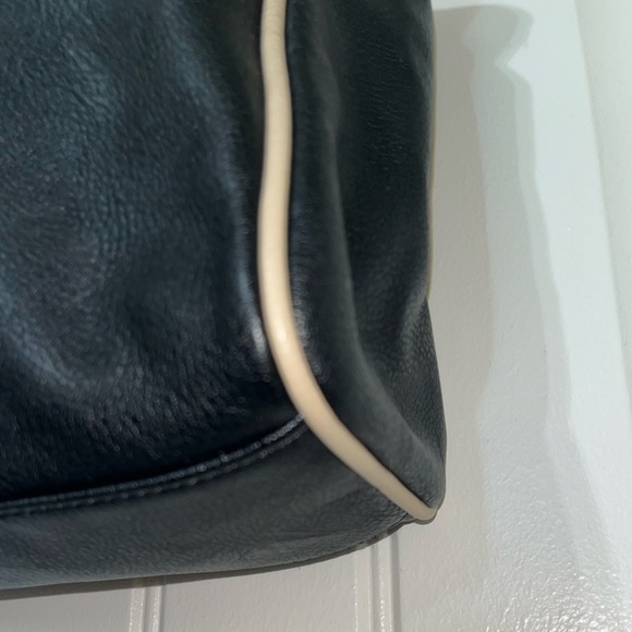 Franco Sarto Soft Leather with Chain, Creamy Tan and Black, Purse Tote - Picture 4 of 16